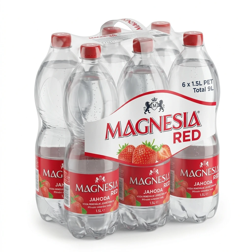 MAGNESIA RED Voda minerální jemně perlivá jahoda 6 x 1,5 PET