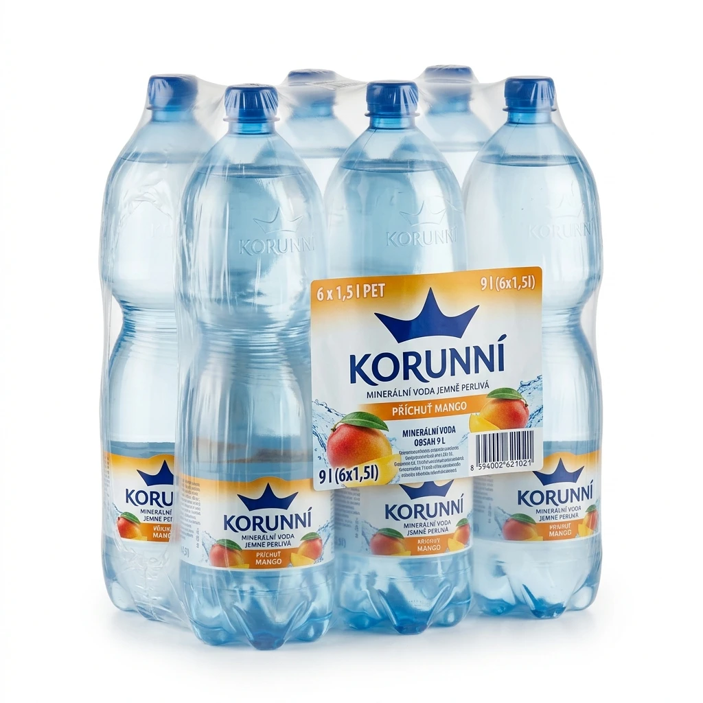 KORUNNÍ Voda minerální jemně perlivá mangoi 6 x 1,5 l PET