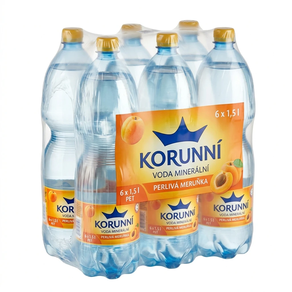 KORUNNÍ Voda minerální perlivá meruňka 6 x 1,5 l PET