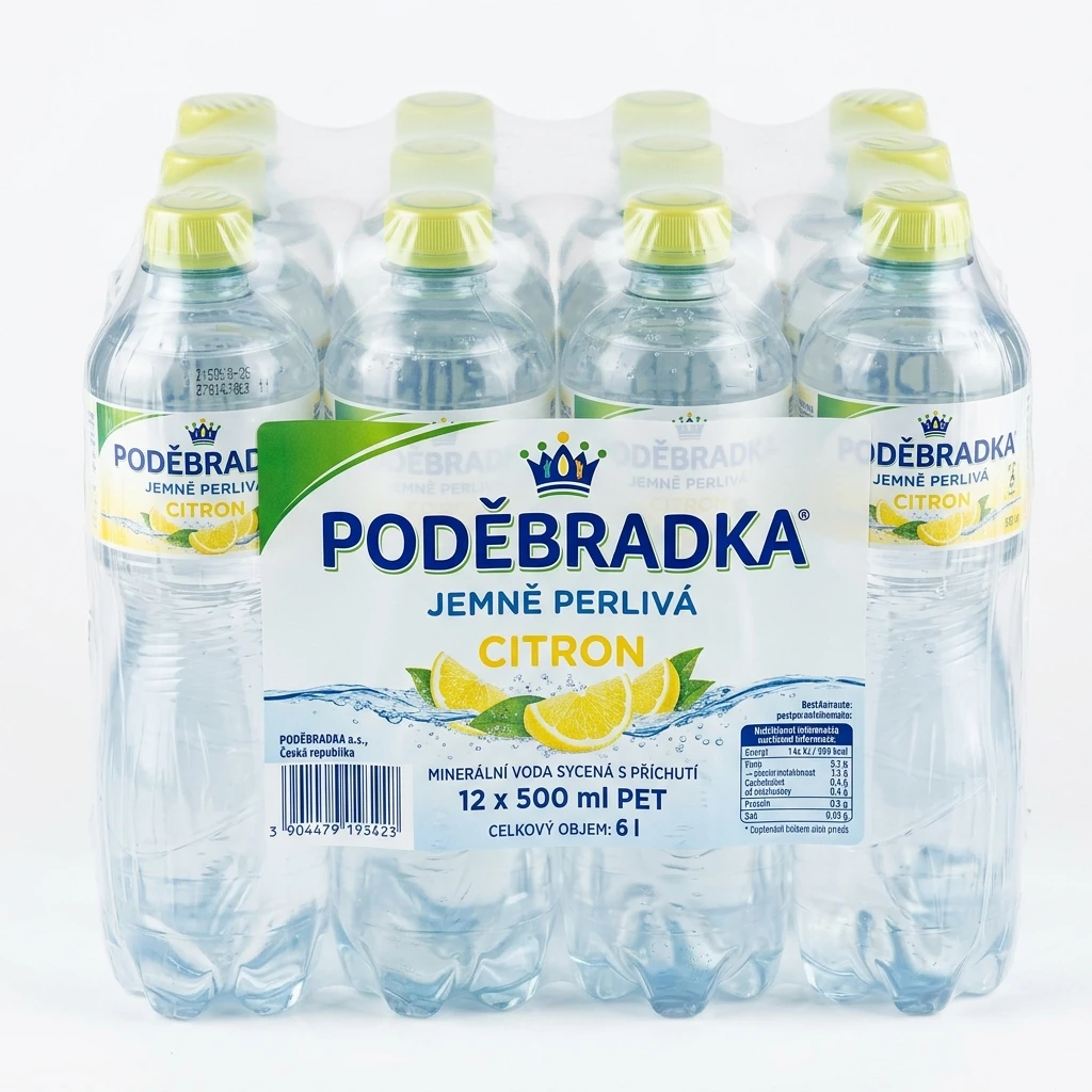 PODĚBRADKA Voda jemně perlivá citron 12 x 500 ml PET