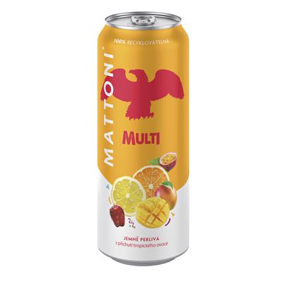 MATTONI Multi Voda minerální jemně perlivá tropické ovoce 4 x 500 ml plech