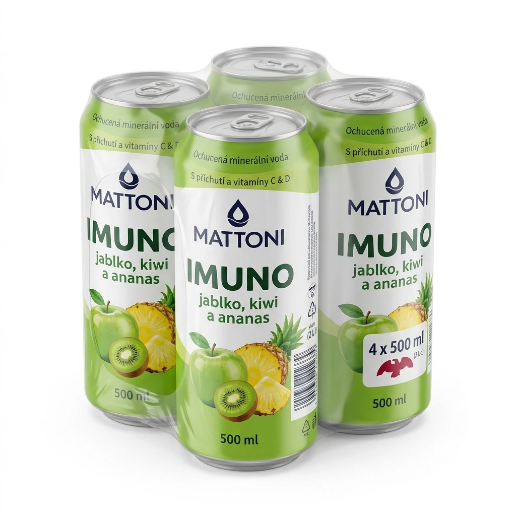 MATTONI Imuno jablko, kiwi a ananas 4 x 500 ml plech