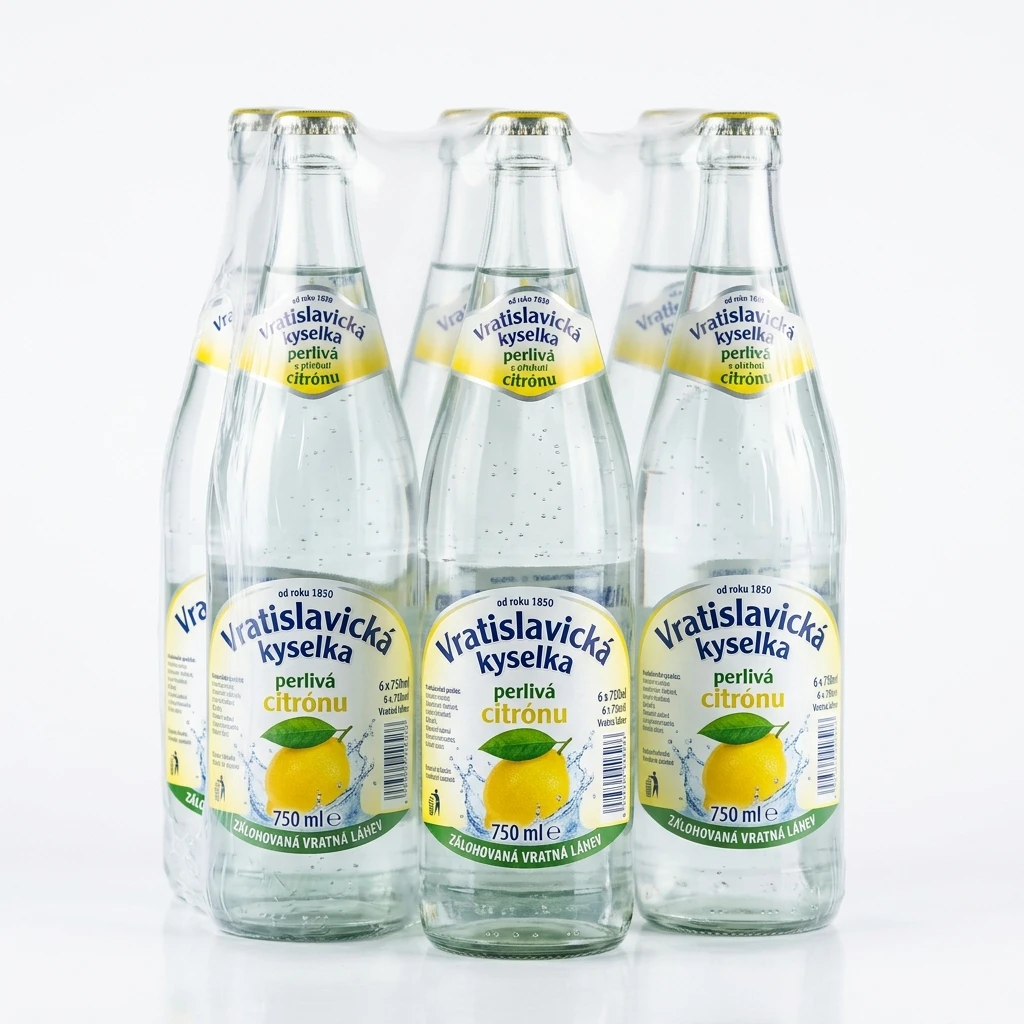 Vratislavická kyselka perlivá s příchutí citrónu 6 x 750 ml vratná láhev