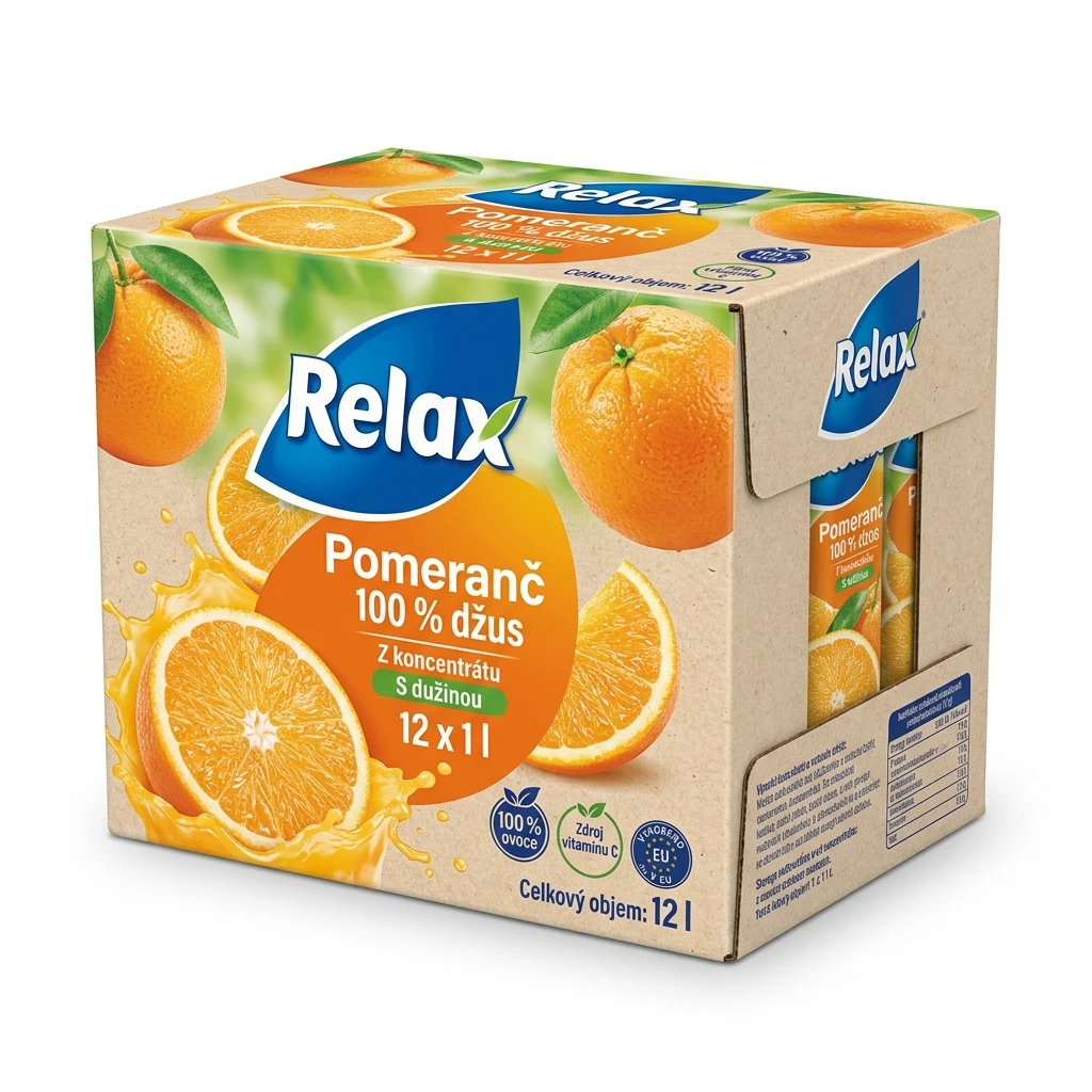 Relax Pomeranč 100 % džus 12 x 1 l