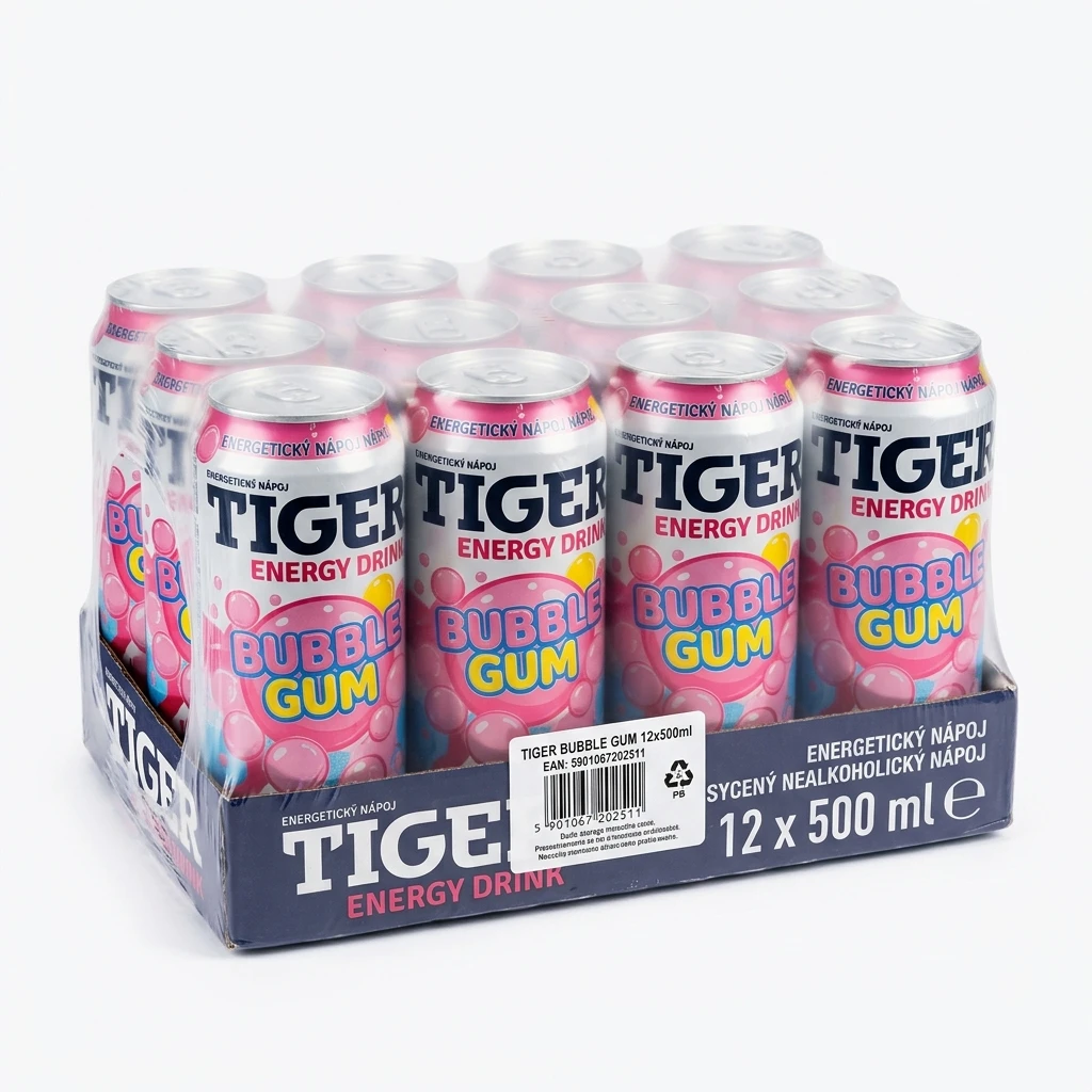 TIGER Energy Bubble Gum energetický nápoj 12 x 500 ml