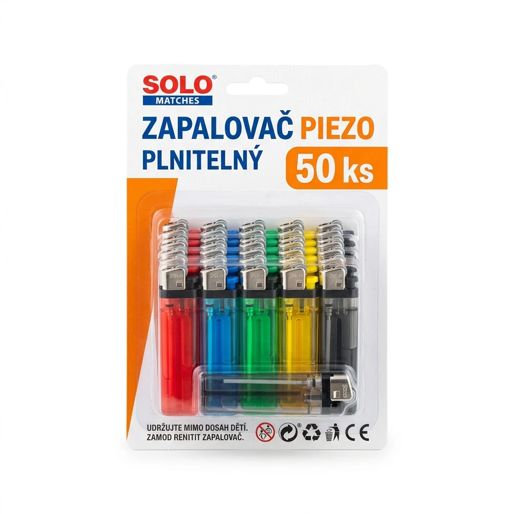 SOLO MATCHES Zapalovač Piezo plnitelný 50 ks