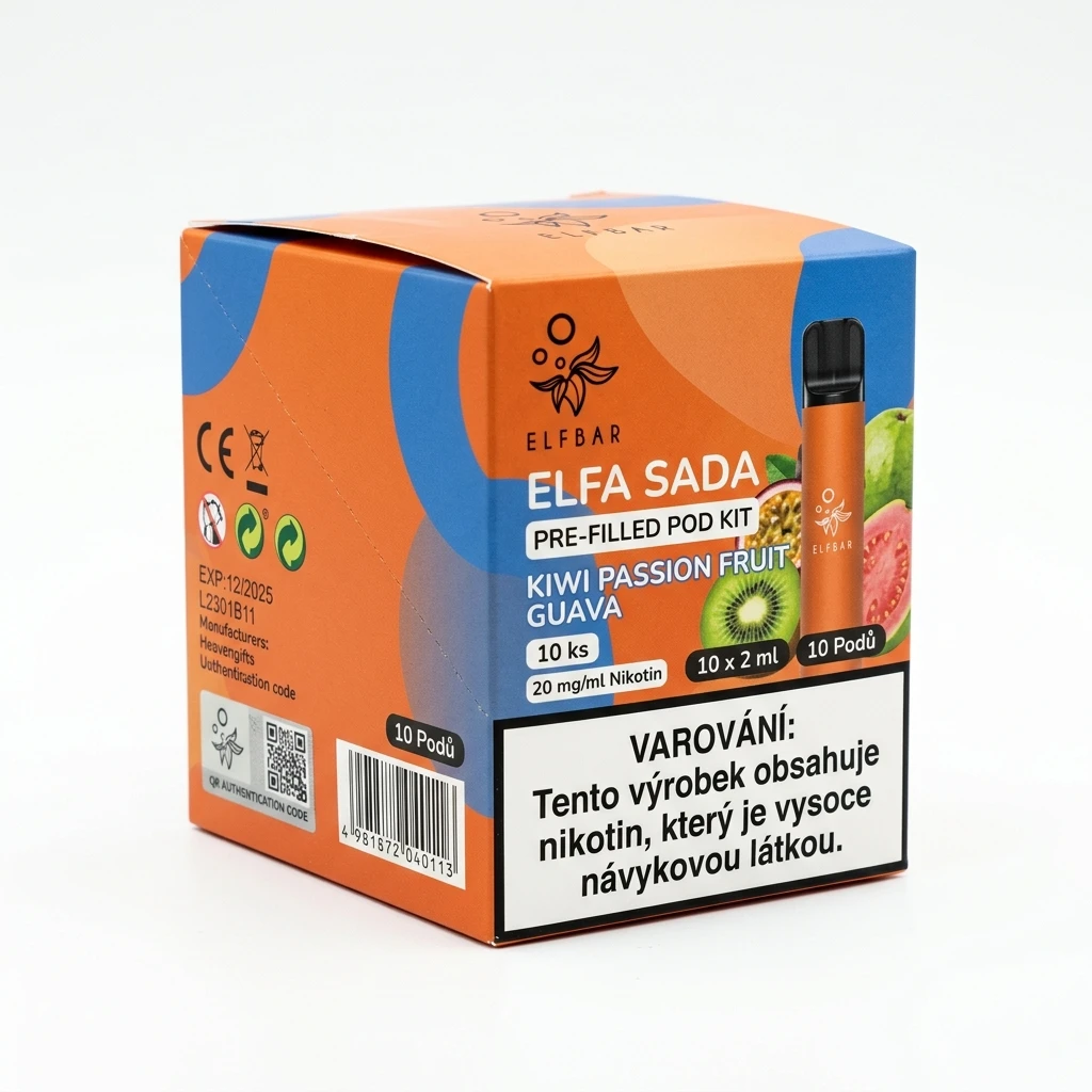 ELF BAR Elfa sada Kiwi Passion Fruit Guava kolek Q/R 10 ks