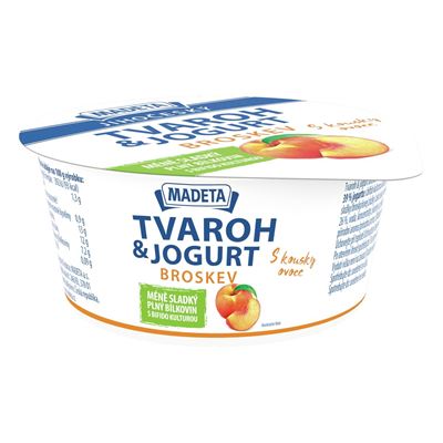 MADETA Jihočeský tvaroh a jogurt broskev chlaz. 135 g