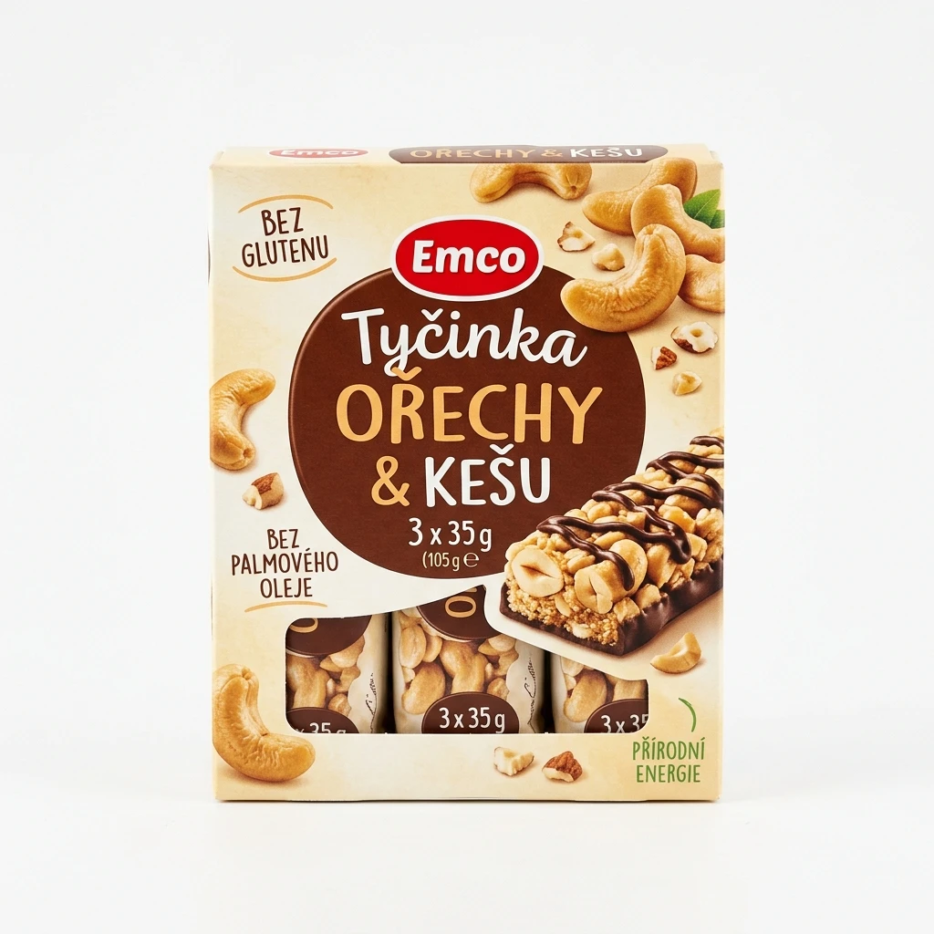 Emco Tyčinka ořechy kešu 3 x 35 g