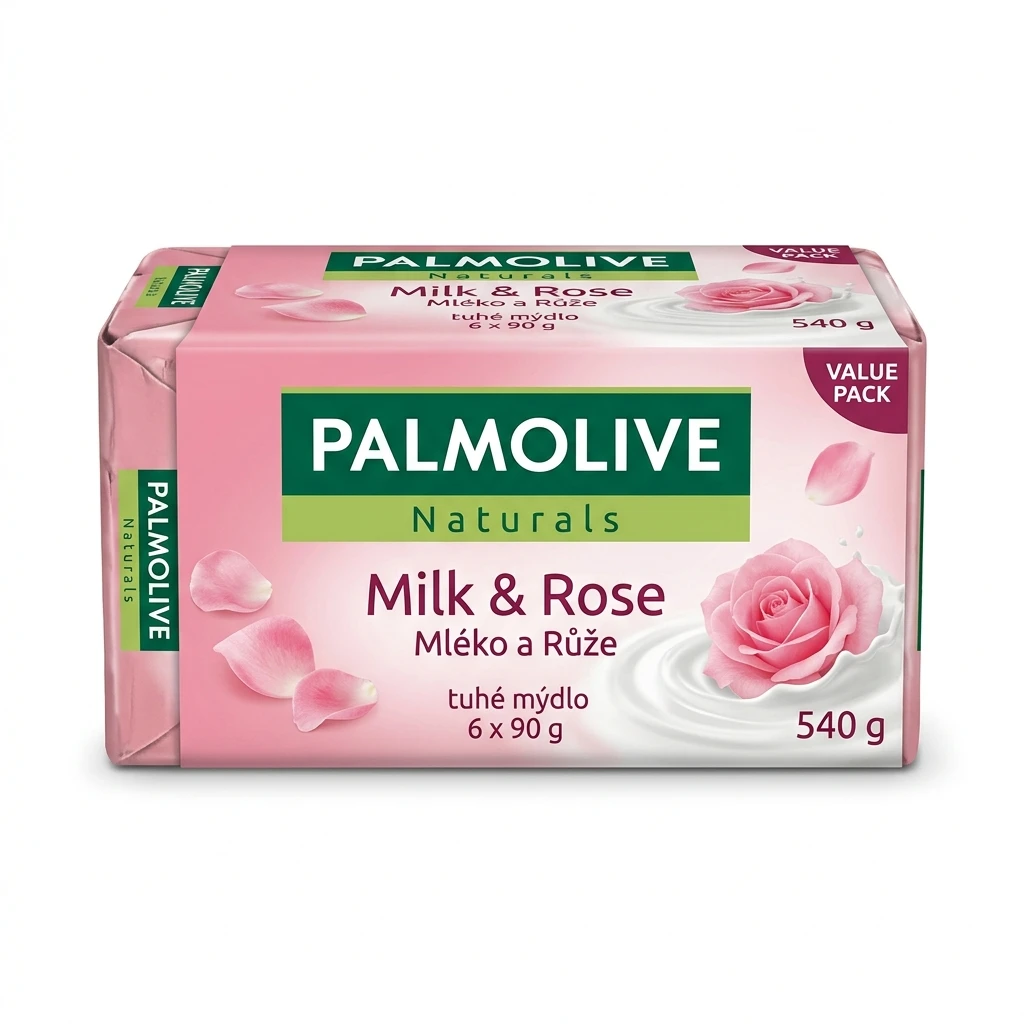 PALMOLIVE Naturals Milk & Rose tuhé mýdlo 6 x 90 g