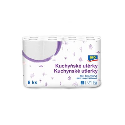 aro Kuchyňské utěrky 2vrstvé 11 m 8 ks