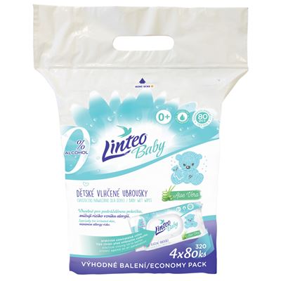 Linteo Dětské vlhčené ubrousky 4 x 80 ks
