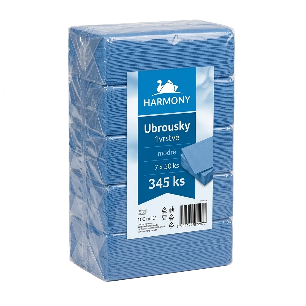 HARMONY Ubrousky 1vrstvé modré 7 x 50 ks