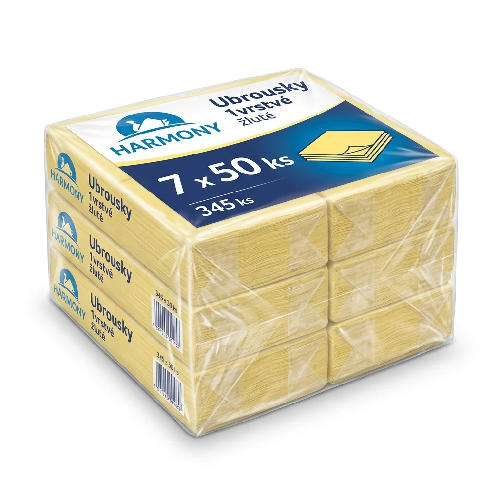 HARMONY Ubrousky 1vrstvé žluté 7 x 50 ks