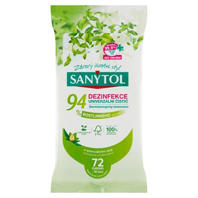 SANYTOL Dezinfekční utěrky 94% 72 ks