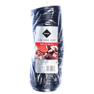 RIOBA Víčko na kelímek 400 ml černé 50 ks