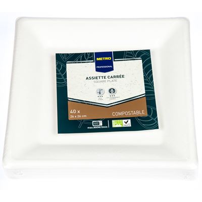 METRO PROFESSIONAL Talíř čtverec 26 x 26 cm kompostovatelný 40 ks