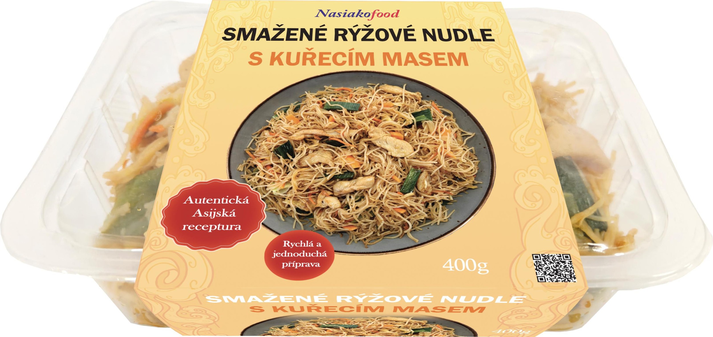 Smažené rýžové nudle s kuřecím masem 400g