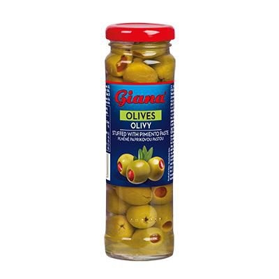 Giana Olivy zelené plněné paprikovou pastou 140g