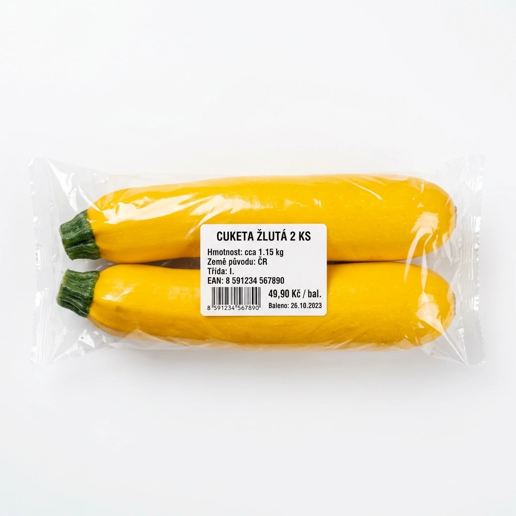 Cuketa žlutá 2 ks cca čerstvá váž. cca 1 kg+ fólie