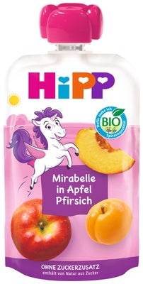 HiPP BIO Hippies Jablko-Broskev -Mirabelka