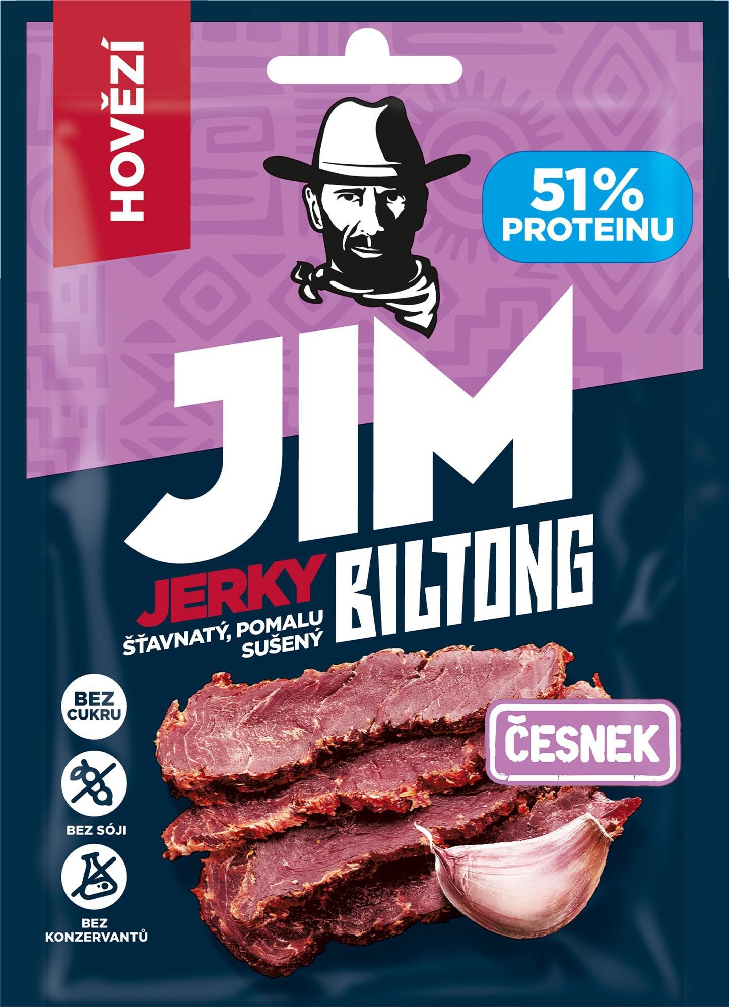 Jim Jerky Biltong hovězí česnek 20g