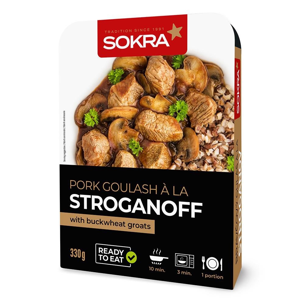 Sokra Vepřové maso à la Stroganov s pohankou 330g