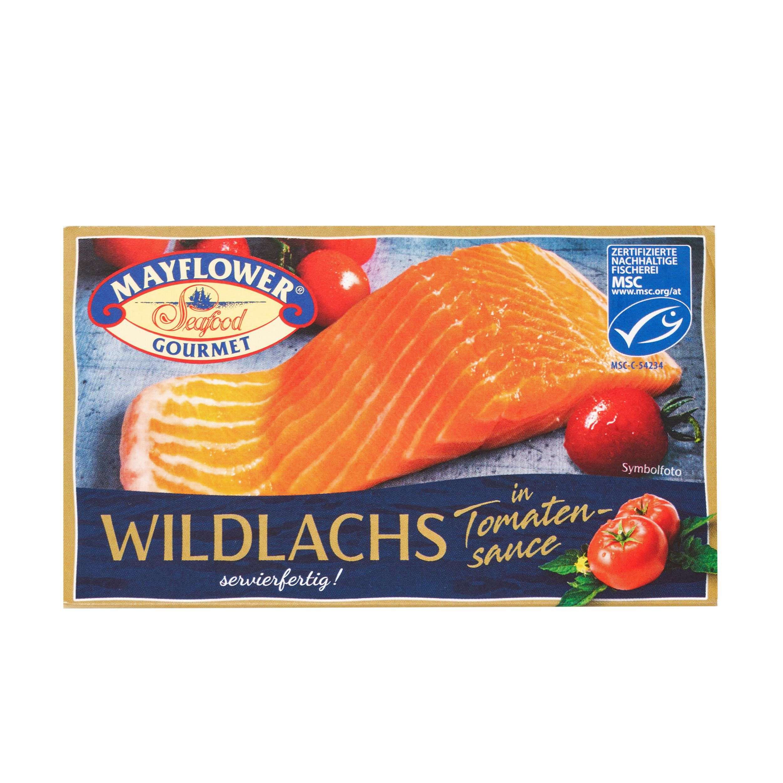 May Flower Divoký losos v rajčatové omáčce 125g
