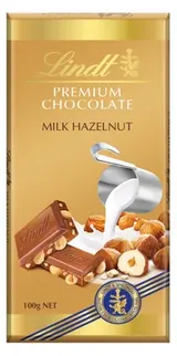 Lindt Čokoláda Gold Tablet Premium Mléčná s celými lískovými ořechy