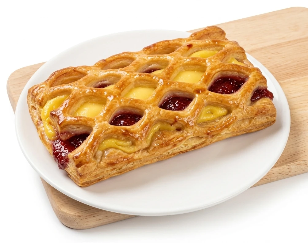 Mřížka pudink a jahody