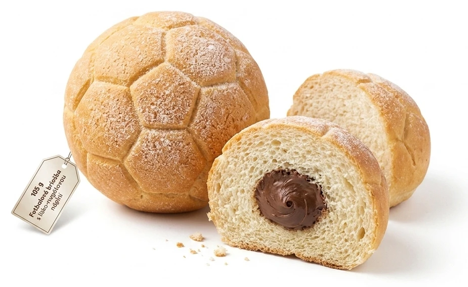 Fotbalová brioška s lísko-nugátovou náplní