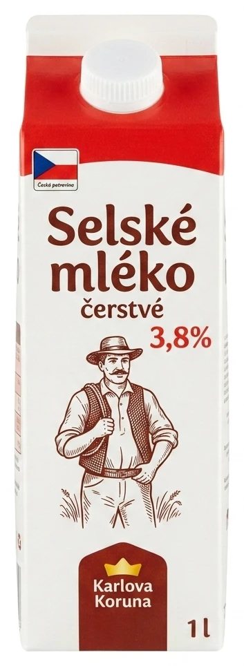 Selské mléko čerstvé 3,8% Karlova Koruna