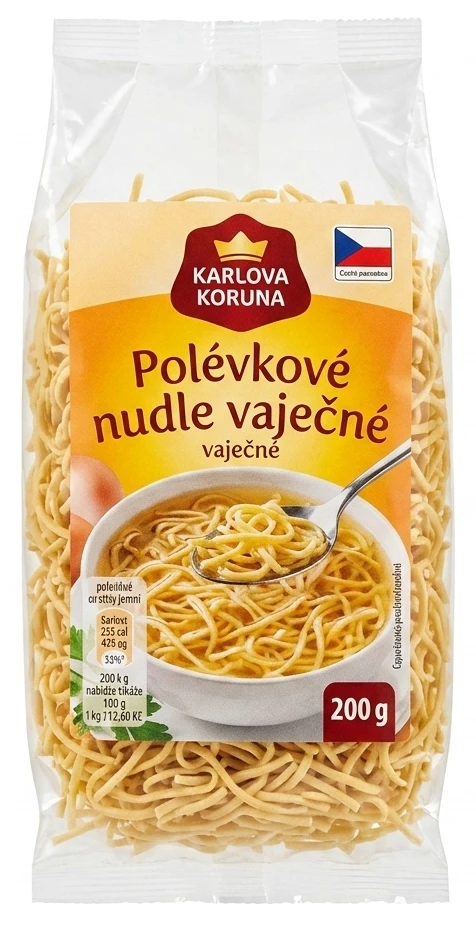 Polévkové nudle vaječné Karlova Koruna
