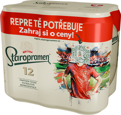 Staropramen 12, světlý ležák, plech multipack 6 x 0,5l