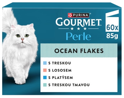 Gourmet Perle kapsičky pro kočky losos, treska, platýs, treska tmavá 60x85g