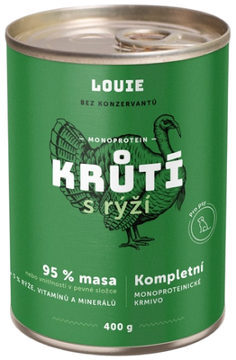 Louie Krůtí konzerva s rýží, vitamíny a minerály pro psy