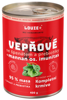 Louie Konzerva pro psy - Vepřové se špenátem a prebiotiky