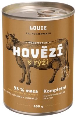 Louie Hovězí konzerva s rýží, vitamíny a minerály pro psy