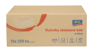 ARO Ručníky skládané 1vrstvé bílé (10x 250 ks)