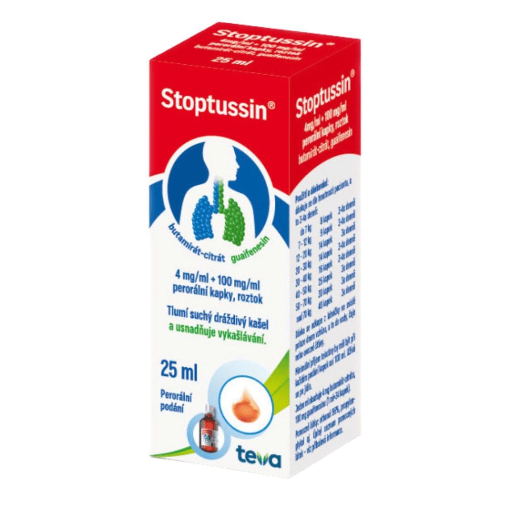 STOPTUSSIN 4MG/ML+100MG/ML Perorální kapky, roztok 1X25ML