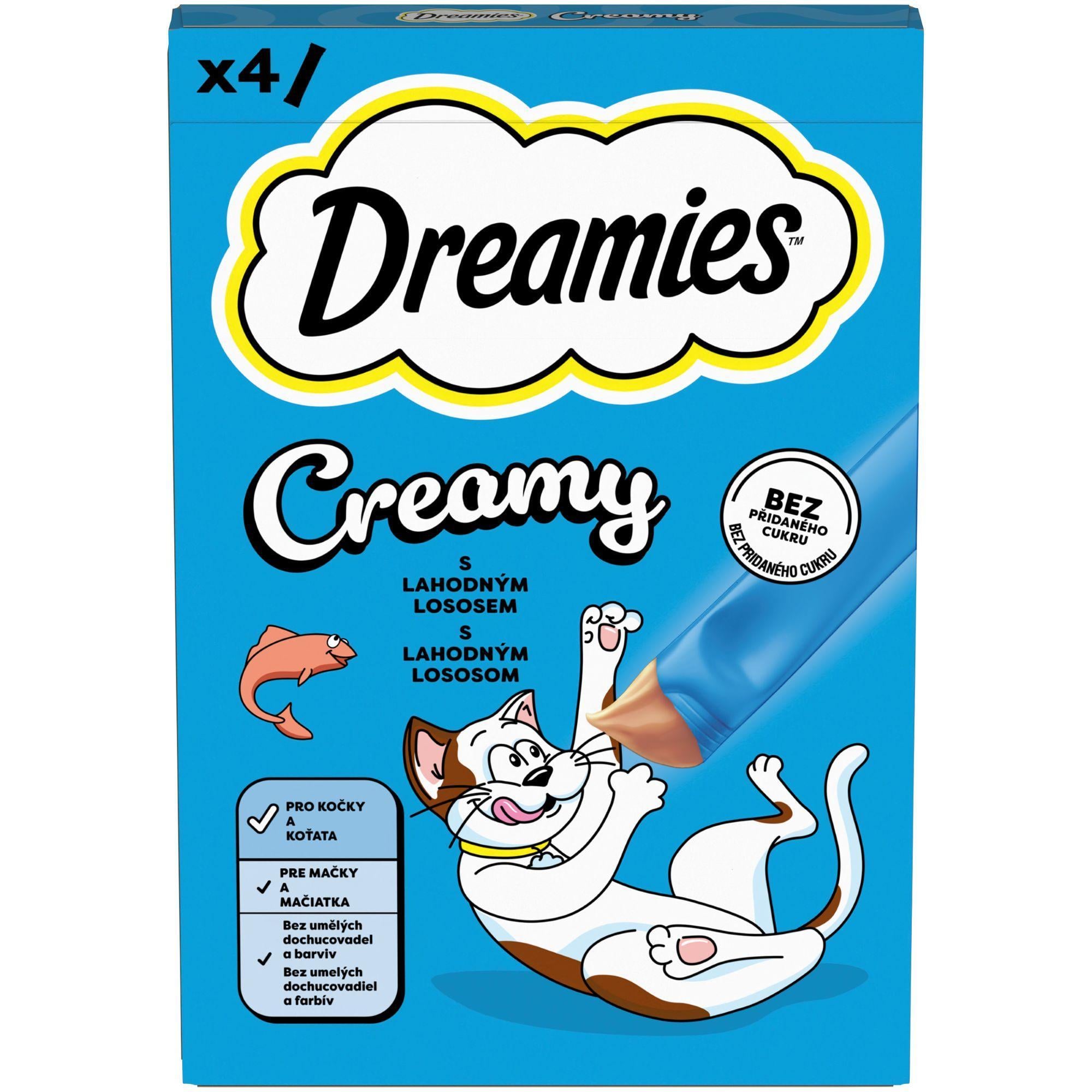 Dreamies Creamy pamlsky s lososem pro kočky 4×10 g