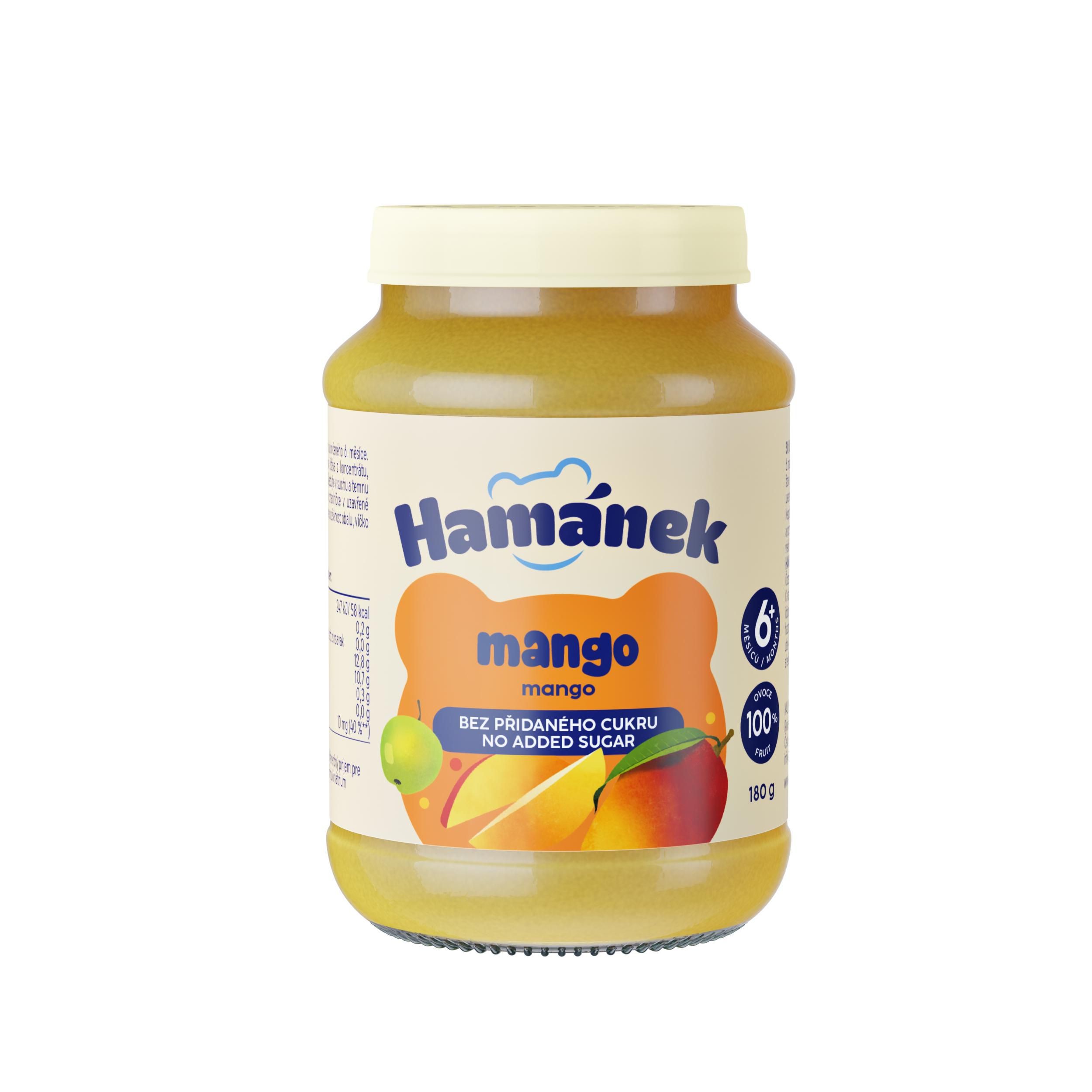 Hamánek Mango 100% ovoce kojenecká výživa, od uk. 6. m, 180g