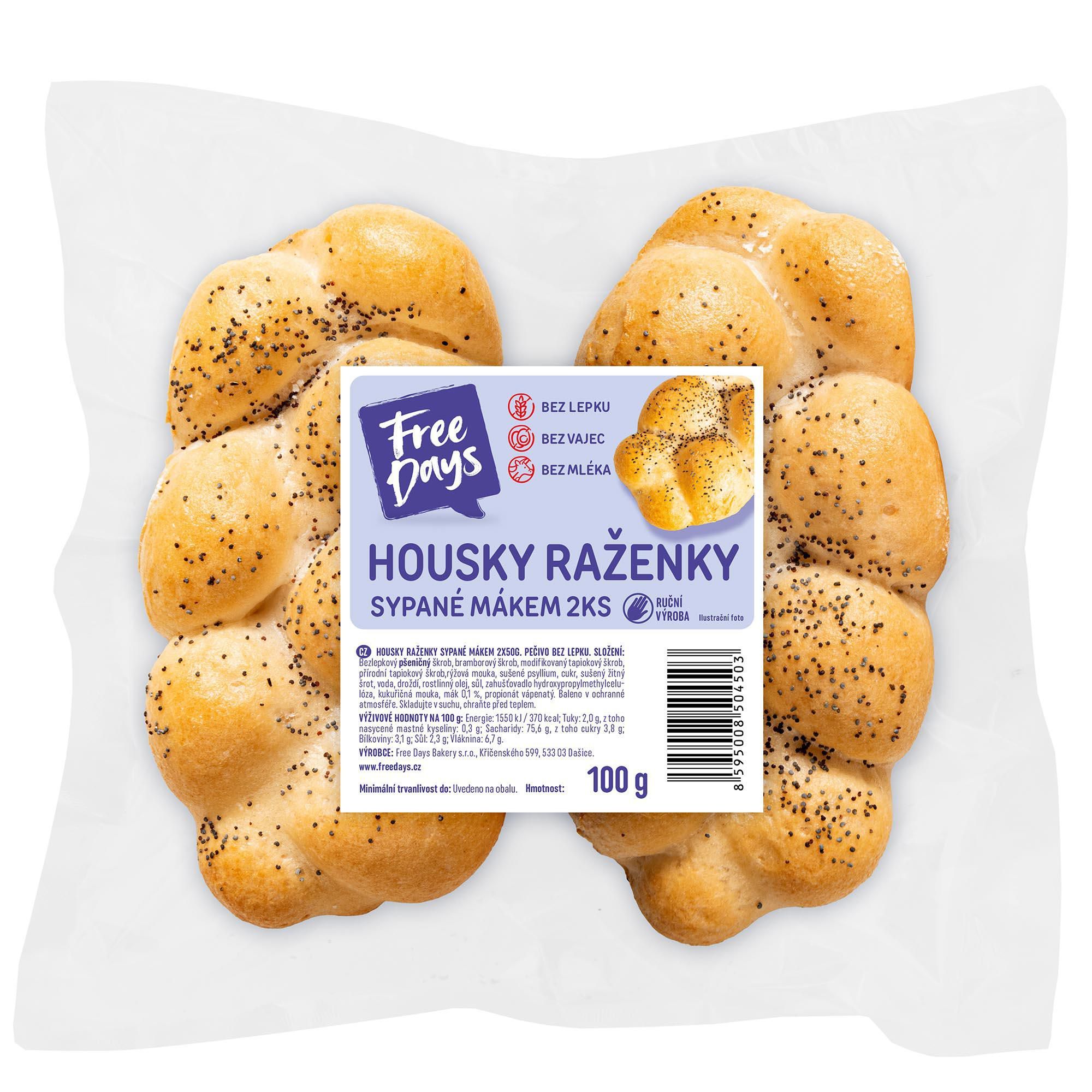 FreeDays housky raženky sypané mákem 2x50g