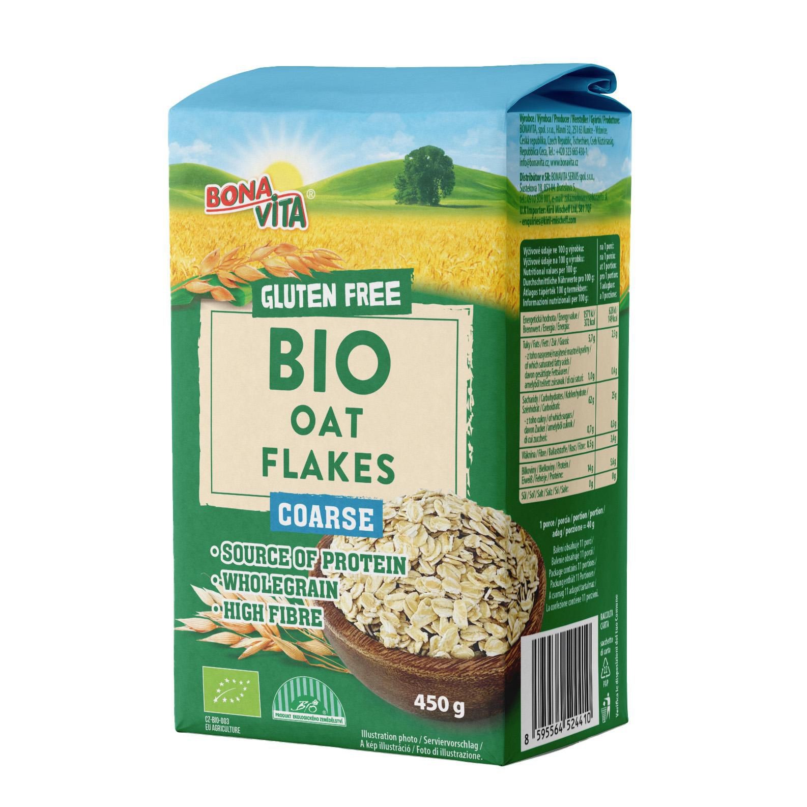 Bonavita BIO Ovesné vločky celé bez lepku 450g