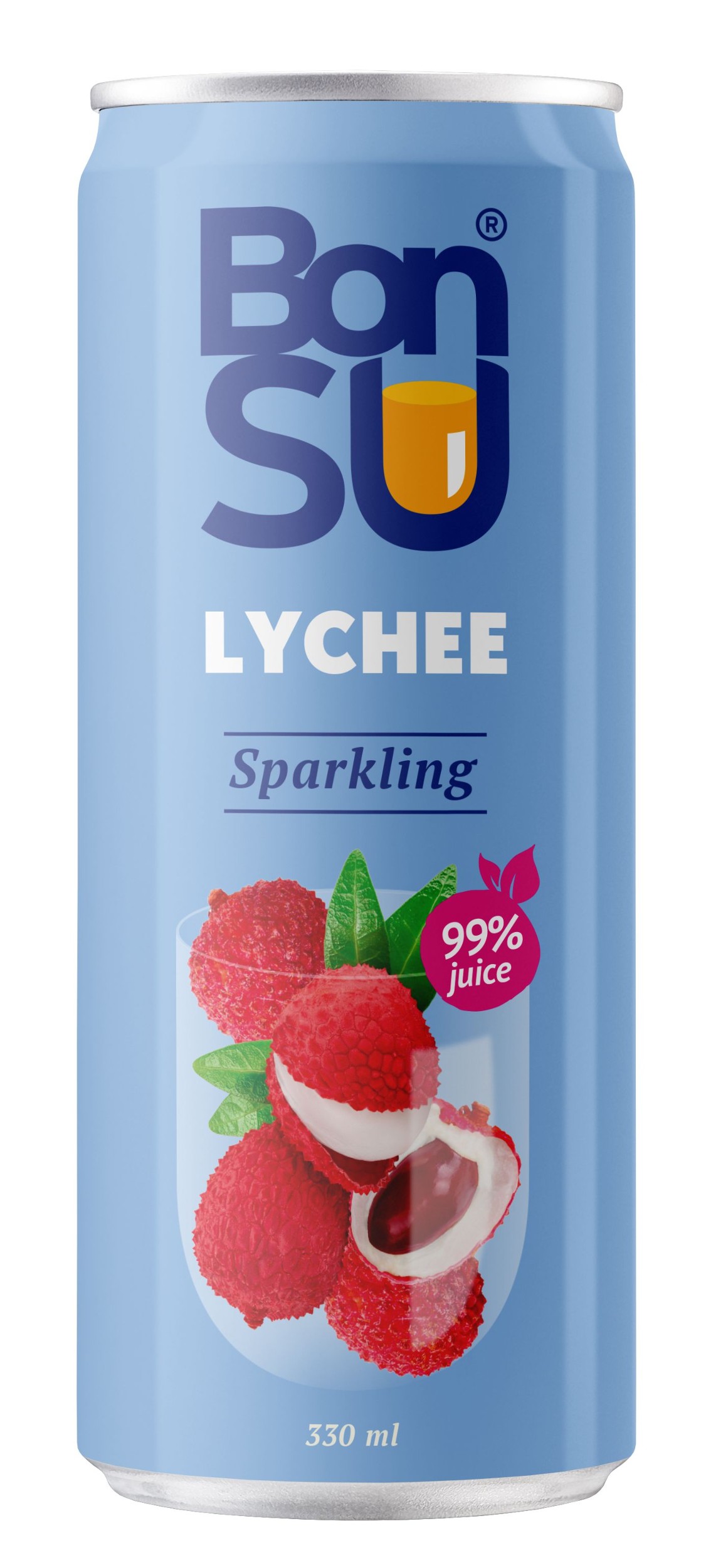 Bonsu Sparkling lychee juice 99%, CAN 330 ml