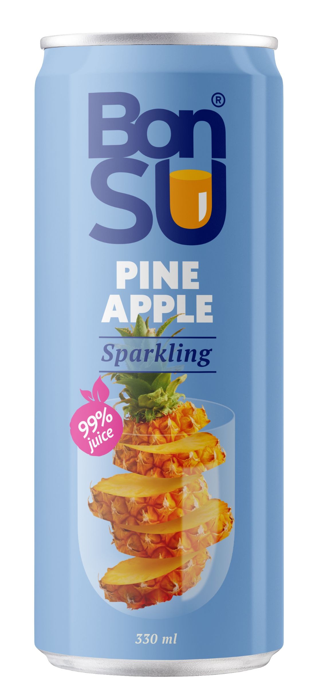 Bonsu Sparkling pineapple juice 99%, CAN 330 ml