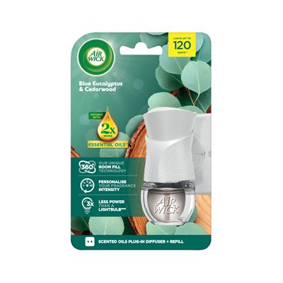 Air Wick Electric Komplet osvěžovač vzduchu eukalyptus a cedrové dřevo 19 ml