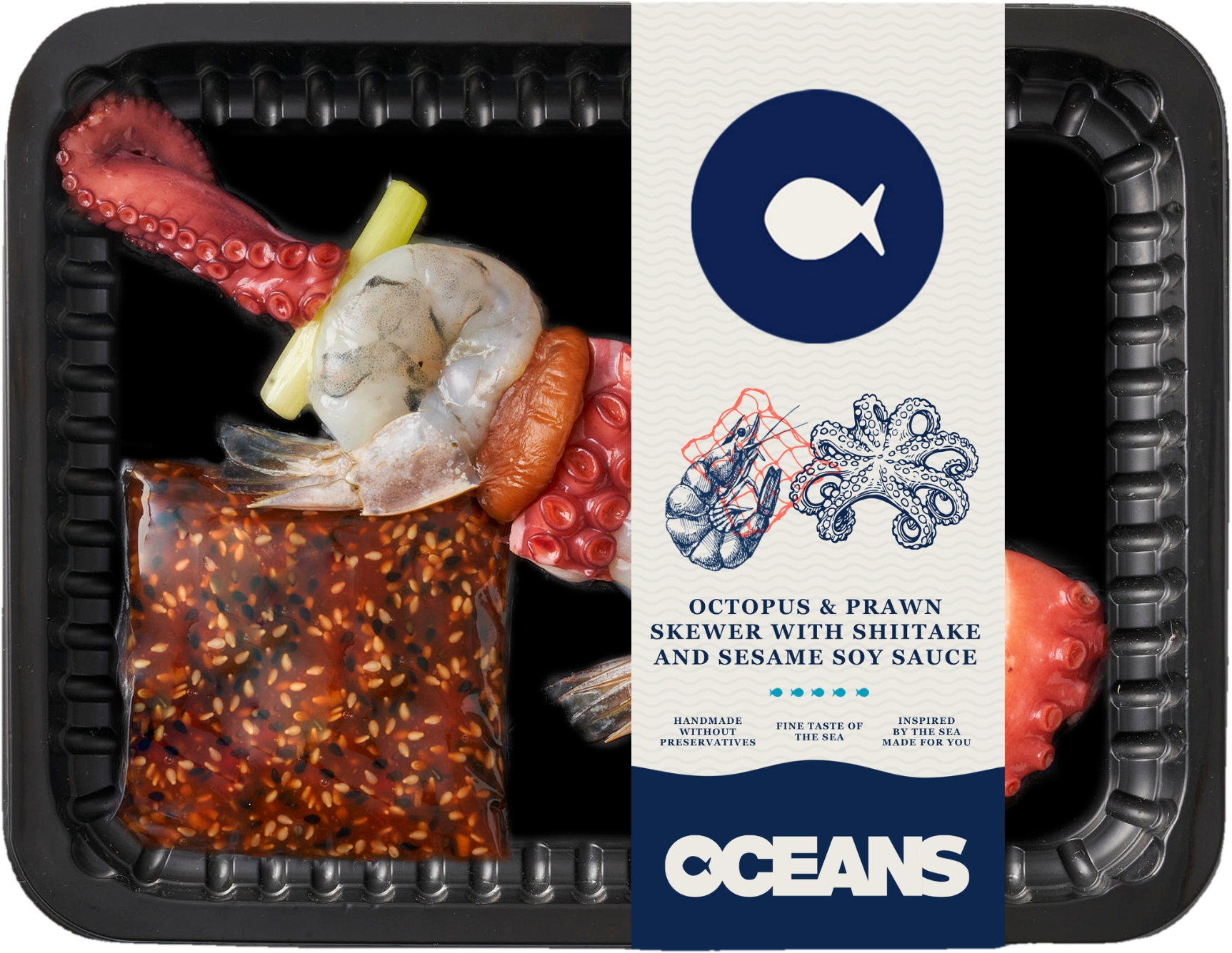 Oceans Chobotnice a krevety na špízu se shiitake a sezamovou sojou