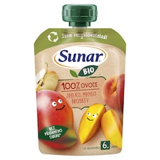 Sunar BIO ovocná kapsička Jablko, mango, broskev 6m+, 100g