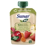 Sunar BIO ovocno-zeleninová kapsička Jablko, jahoda, červená řepa, mrkev 4m+, 100g
